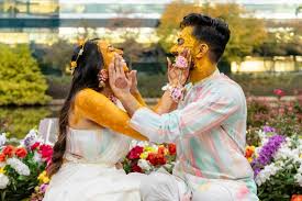 Romantic couple pose during sunset